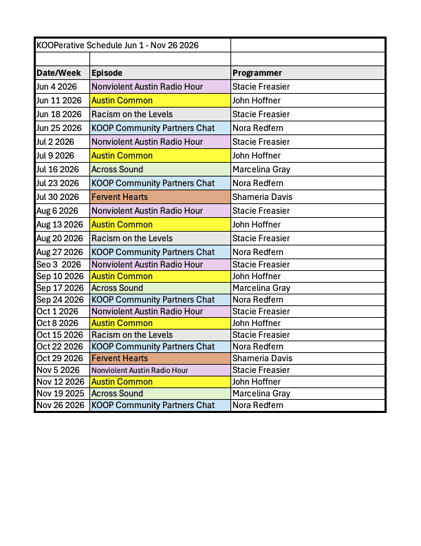 KOOPerative Hour Ver 3 Schedule Jun Nov The Austin KOOPerative Hour