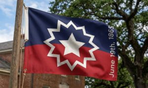 Juneteenth Flag KOOP 91.7 FM - Austin's Community Radio
